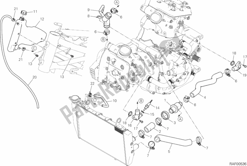 All parts for the Cooling Circuit of the Ducati Multistrada 1200 S Touring 2017
